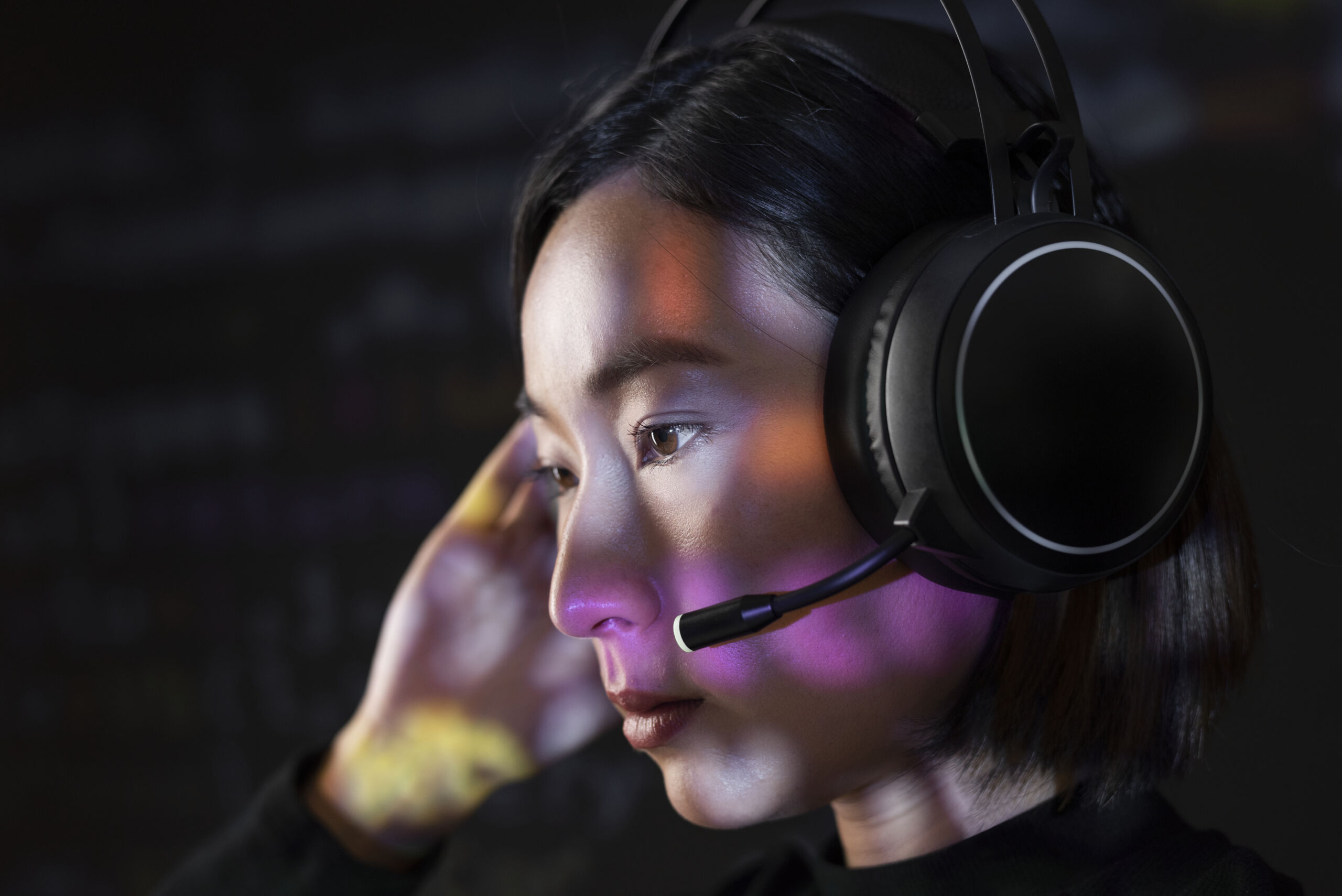 Female hacker cracking the binary code